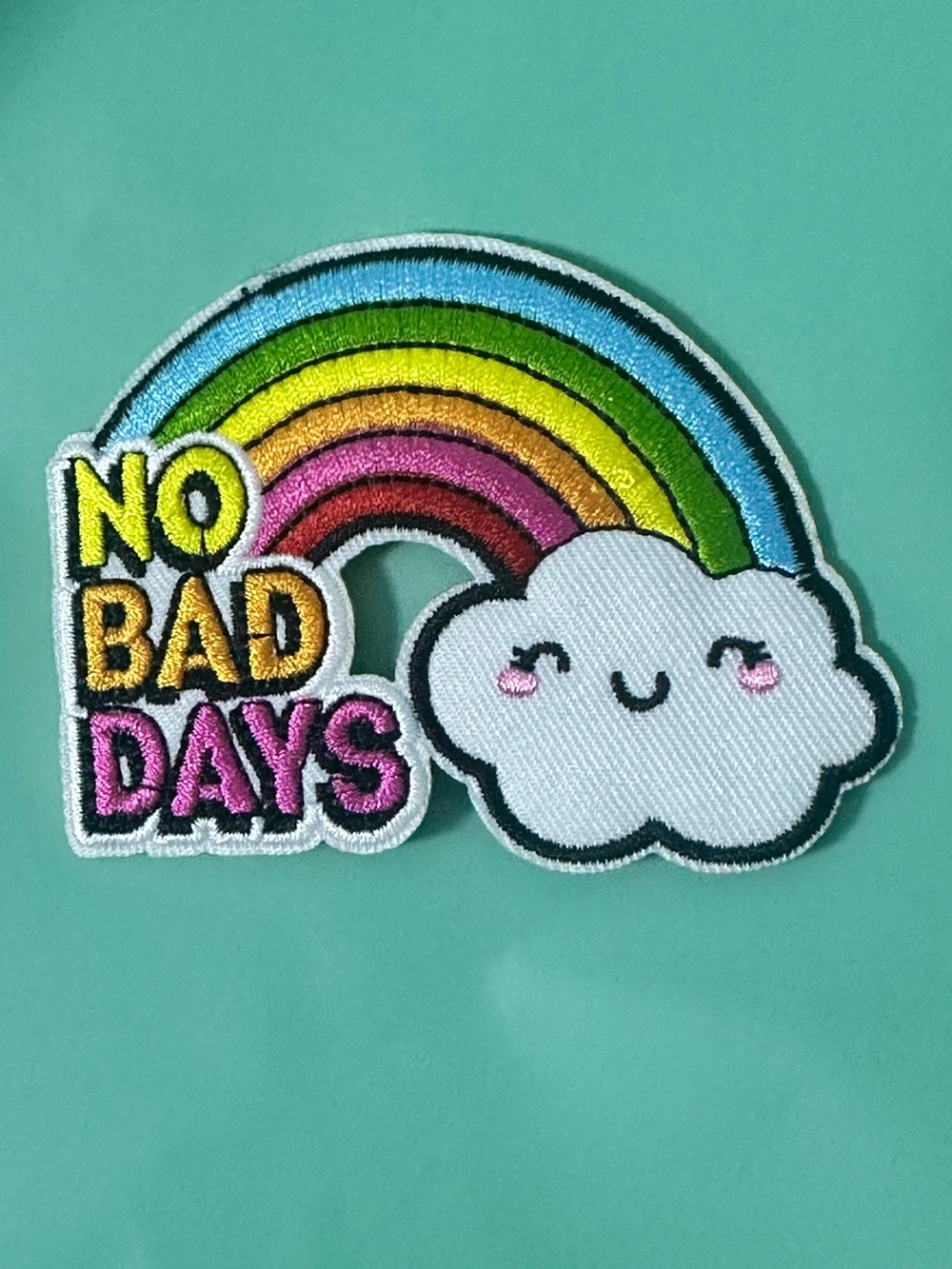 New No Bad Days Rainbow Smiley Cloud Positivity Happy Embroidered Iron On Patch - Picture 4 of 10